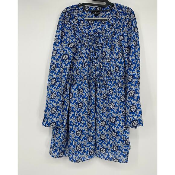J.Crew Tiered Tie-front Beach Dress in Cobalt Floral Cotton Voile - Picture 4 of 10